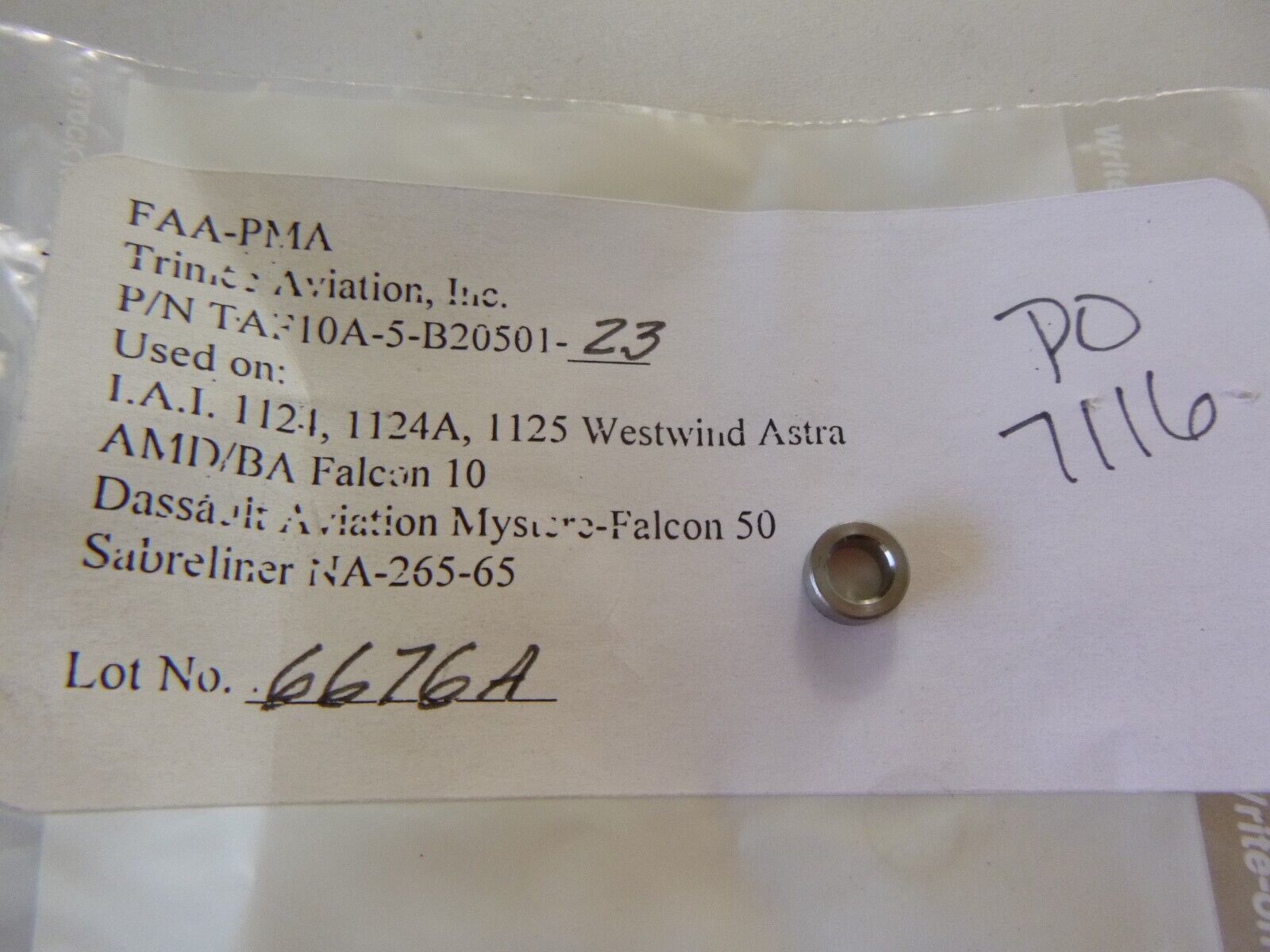 TAF10A-5-B20501-23 Bushing TAF10A5B20501-23 Gulfstream Aerospace Corpora... - $8.71