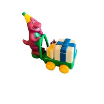 Vintage 1993 Barney Toy with Party Hat and Gift Cart by Lyons Group Kid Dimensio - £15.45 GBP