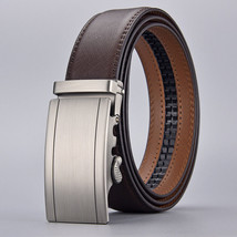 Men&#39;s Adjustable Leather Ratchet Belt with Sliding Buckle - Brown - $15.99