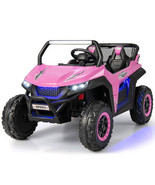 12V 2-Seater Kids Ride on UTV with Slow Start Function Music-Pink - Colo... - £313.77 GBP