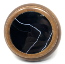 Hand Crafted Wood Trinket Box with Agate Stone Inlay Lid Artisan Made in... - €20,32 EUR