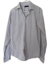 JB Britches Button Up Shirt Mens Size 15 Plaid Long Sleeve Shirt Blue White Tan - £12.04 GBP