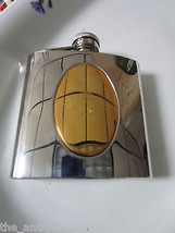 Sheridan Taunton Silversmiths silverplate flask with golden medallion[a*... - $46.52