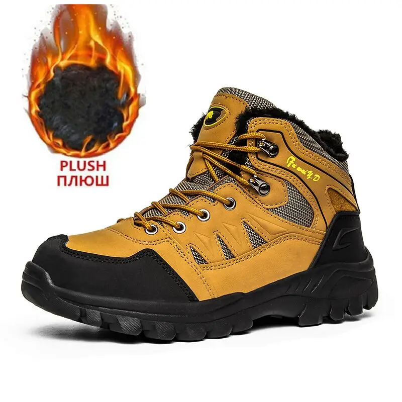  Winter Men&#39;s Boots Warm Men&#39;s Snow Boots High Quality Leather Waterproof Men Sn - $90.37