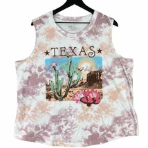 Women&#39;s Texas Tie Dye Tank Top Size XL Graphic Tee Sleeveless Cactus Pink Summer - £11.63 GBP