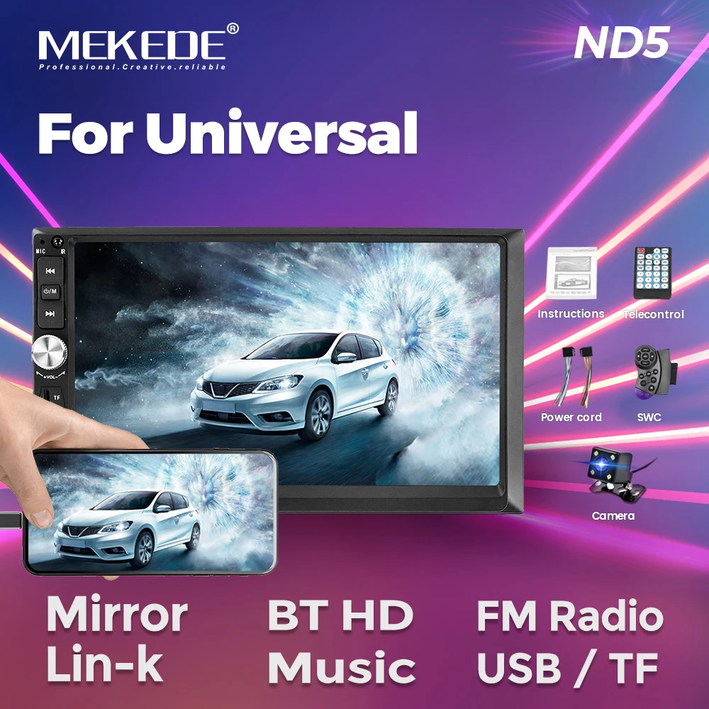Mekede 2 Din MP5 Player For Vw Lada Kia Car Radio Stereo Fm Audio Sd Phone - £35.30 GBP+