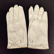 Vintage Leather-Spun Womens White Nylon Beaded Wrist Length Gloves Size ... - $11.95
