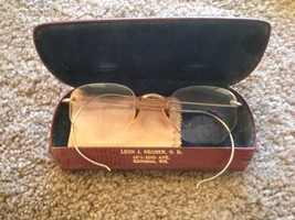 kids Great Antique Gold Eye Glasses, Spectacles With Case - £50.63 GBP