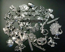 Charms Beads Pendants Silver Pl Zinc Jewelry findings 50 gram assortment CFP026 - £6.29 GBP