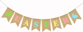 Easter Burlap Garland Banner Rabbit Bunny Burlap Easter Decorations Party Supply - £14.34 GBP