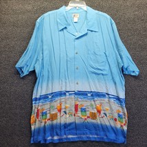 Cherokee Waikiki Wear Men&#39;s Sz XL Tropical Drinks Hawaiian Short Sleeve Shirt - £12.16 GBP