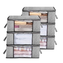 6-Pack Foldable Closet Organizer Clothing Storage Bags With Clear Window... - £24.98 GBP