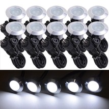 10Pc Cool White Led Deck Lights Kit Outdoor Garden Step Stair Landscape Pathway - £66.33 GBP