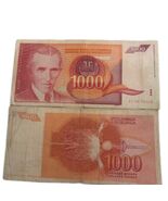 1990 Yugoslavia 1000 Dinara Nikola Tesla Banknote  Vintage Currency Coll... - $4.93 CAD