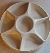 Tupperware Vintage Almond Tray Divided Platter Veggie Relish Serving Center - £12.23 GBP