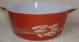 Vintage Pyrex 475-B Rust Autumn Harvest Wheat Casserole Dish Bowl No Lid 2.5 - £19.89 GBP