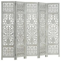 vidaXL Hand Carved 5-Panel Room Divider Gray 78.7&quot;x65&quot; Solid Mango Wood - $7,938.39 MXN
