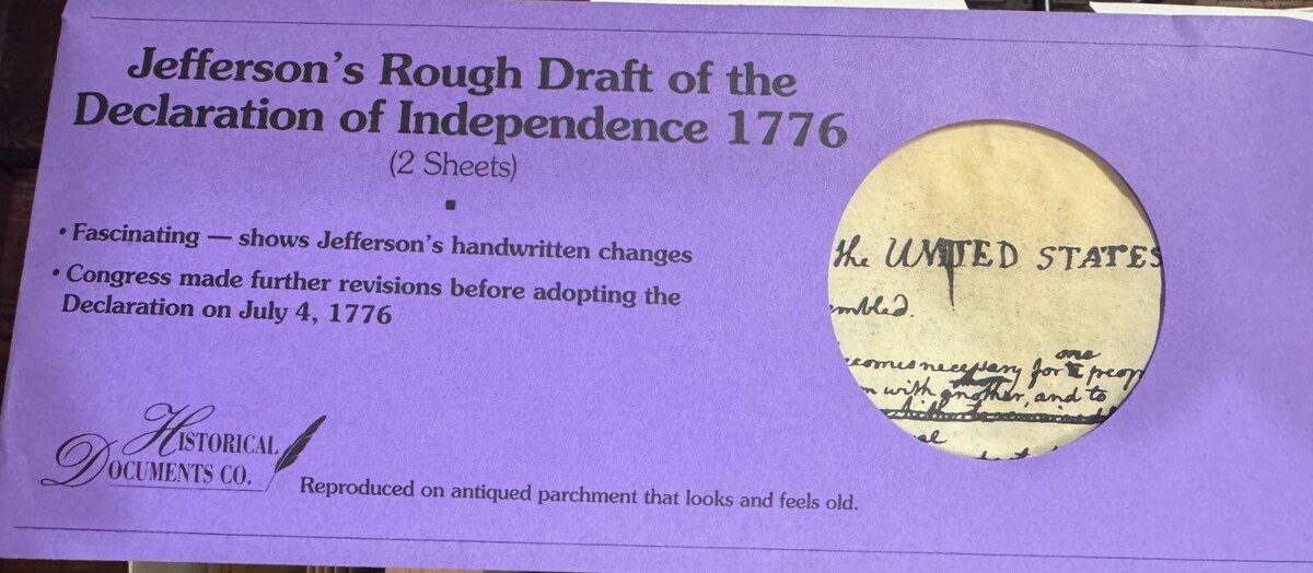 Thomas Jefferson's Rough Draft of the Declaration of Independence - replica Item image 3