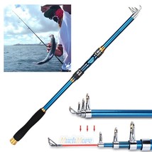 2.1M Fishing Rod Ultralight Carbon Fiber Telescopic Portable Sea Spinning Pole - £22.11 GBP