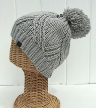 New Kids Winter Beanie Hat Knitted With Pom Pom Gray Warm Soft #E - £6.07 GBP