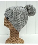 New Kids Winter Beanie Hat Knitted With Pom Pom Gray Warm Soft #E - £6.12 GBP