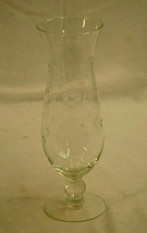 10&quot; Hurricane Ice Tea Cocktail Water Glass Ball Stem Etched Floral Designs - $29.69