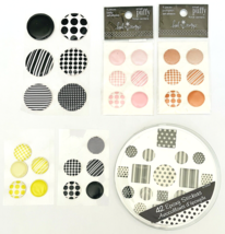 Lot 6 Small Packs Epoxy Puffy Stickers Circles Squares Crafts Cards Scrapbooking - £11.41 GBP