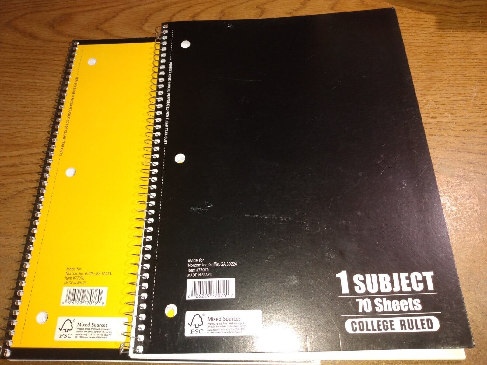 Lot of 2 Norcom, 1 Subject, College Ruled, 70 Sheet Notebooks NEW - $2.50