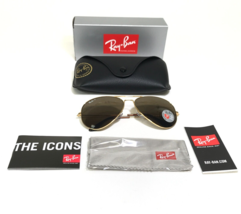 Ray-Ban Sunglasses RB3025 Aviator Large Metal 001/57 Gold Frames Brown Lenses - $120.83