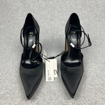 90s Y2K Zara Platform Chunky Pointed Toe Satin  Ankle Strap High Heel Size 8 - £59.07 GBP