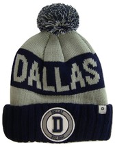 Dallas Texas Star &amp; D Patch Ribbed Cuff Knit Winter Pom Beanie D Navy/Gray P - £11.67 GBP