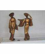 Two 7” Japanese Geisha Kimono Solid Bronze W/Matte Gold Plated Statues      - $1,284.93 MXN
