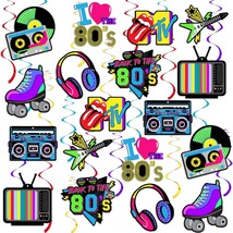 18PCS 80s Party Hanging Swirls Decorations Back to The 80s Themed Birthd... - £18.10 GBP