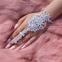 Sexy Exquisite Crystal Flower Charm Women&#39;s Leisure Party Bracelet Ring Set Shin - £42.96 GBP