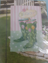 Meadow Creek "Bloom Boots" Decorative Garden Flag  12.5 x 18in  NIP - $12.97