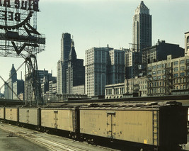 Illinois Central Railroad freight terminal in downtown Chicago 1943 Photo Print - £6.93 GBP+