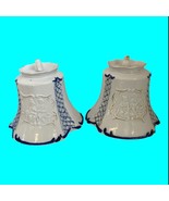 VTG Pair Victorian Porcelain Vanity Lamp Shades, Blue &amp; White, SHADES ONLY - $48.62