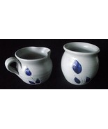 Williamsburg VA Pottery Pitcher Blue Creamer Sugar Bowl Vase Leaves Cont... - £20.11 GBP