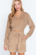 Elasticized Hem Terry Towelling Top - $12.00