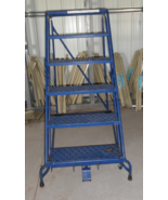 6 Step Steel Rolling Ladder Top Step W/ Handrails Lock Step MADE IN THE USA - $5,585.39 MXN