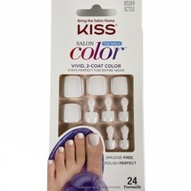 NEW Kiss Nails Salon Color Press or Glue Pedicure Gel All White Toe Nails - $16.88