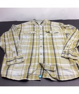 Columbia Shirt Mens XL Black White Mustard Plaid Button Up Long Sleeve O... - £11.05 GBP