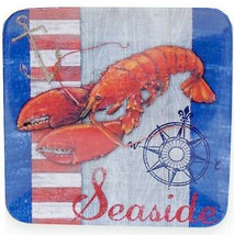 Lobster Melamine Dinner Plates Square 10.5 Set of 4 Beach Summer House Clam Bake - £31.23 GBP