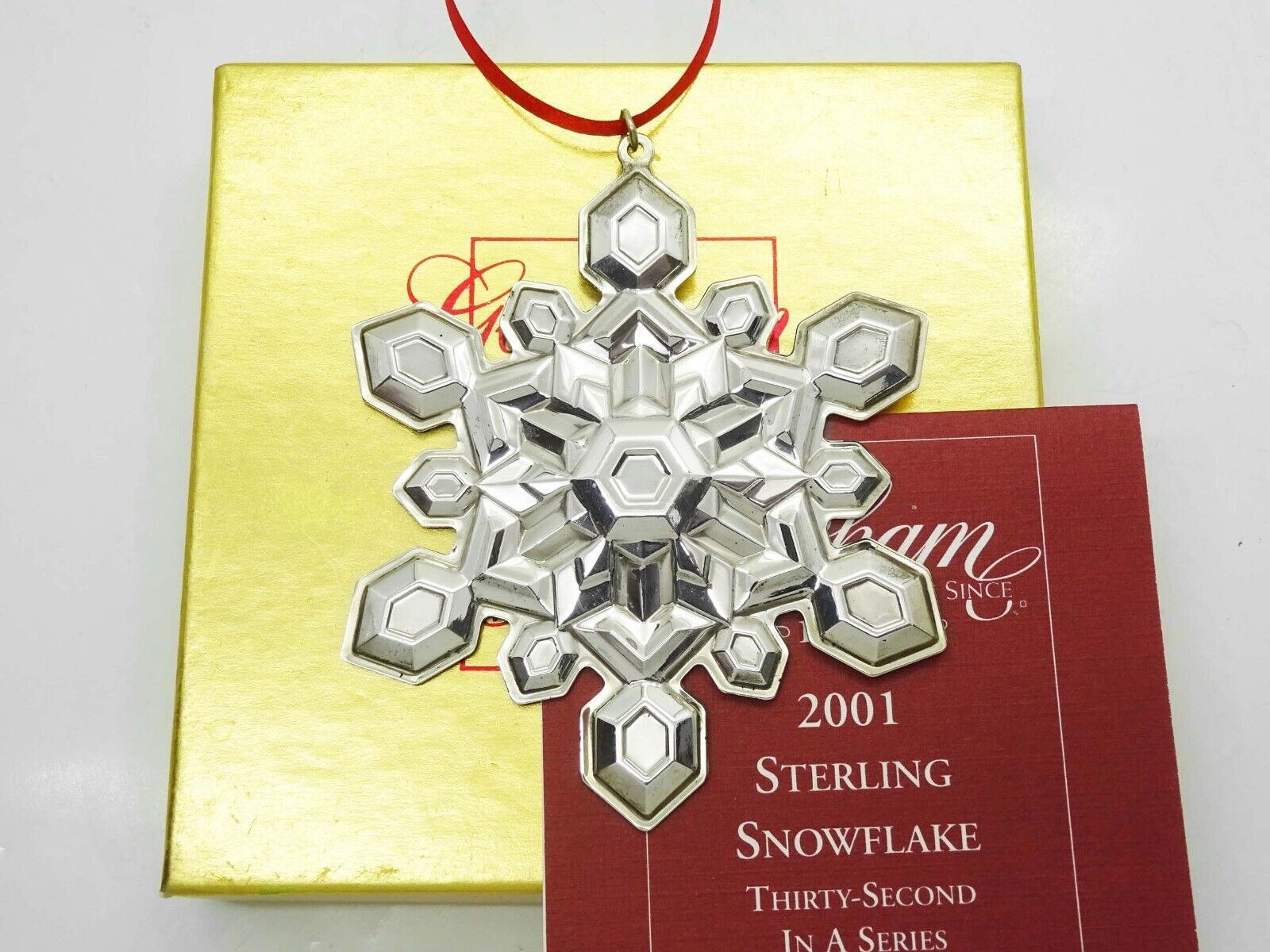 Primary image for Vintage Gorham 2001 Christmas Snowflake Ornament Sterling Silver w/Box