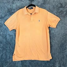 Polo Ralph Lauren Shirt Mens Large Orange USA Made Blue Pony VTG Short Sleeve - £7.19 GBP