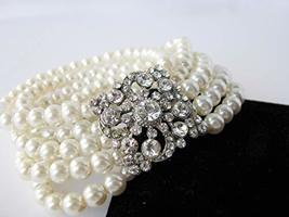 Faux Pearl Stretch Rhinestone Wedding Bracelet With Faux pearl - £12.02 GBP