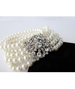 Faux Pearl Stretch Rhinestone Wedding Bracelet With Faux pearl - $283.92 MXN