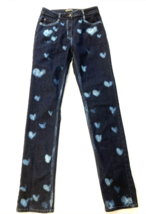 Apparel Collection Jeans Womens 4 Blue Skinny Dark Wash Bleached Hearts ... - £7.80 GBP