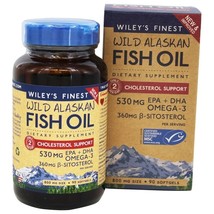 Wiley&#39;s Finest Wild Alaskan Fish Oil Cholesterol Support 800 mg., 90 Softgels - £22.42 GBP