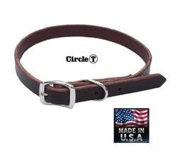 PREMIUM LATIGO LEATHER Heavy Duty Adjustable Town 16&quot; FLAT DOG COLLAR*US... - £9.56 GBP